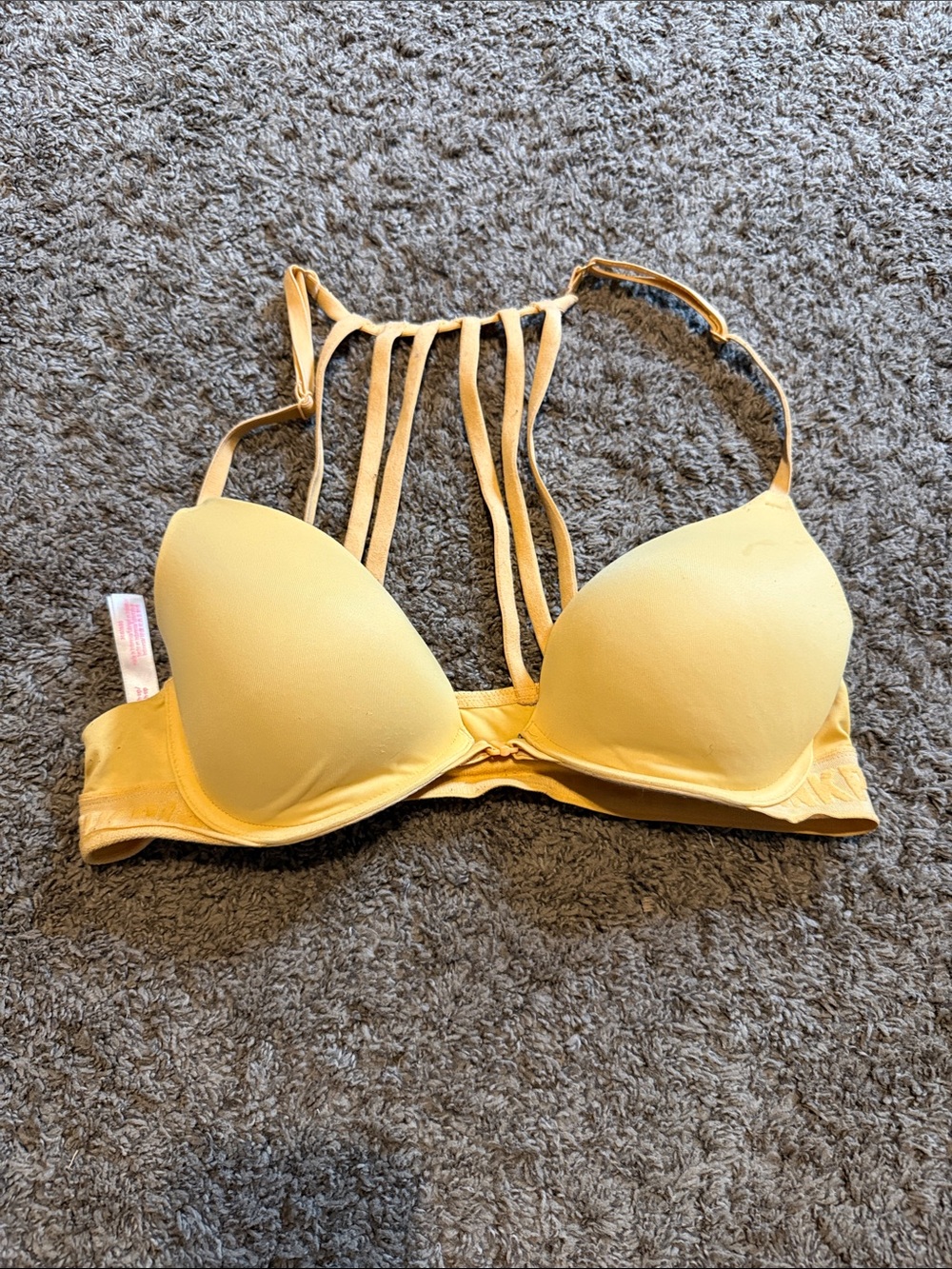 PINK Victoria's Secret Yellow Strappy Back Push-Up Bra